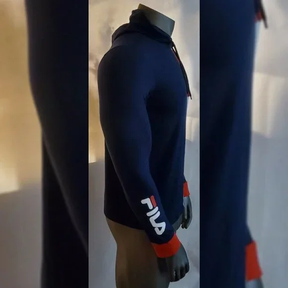 FILA LONG SLEEVE TSHIRT MEN'S WITH HOOD SIZE S MULTICOLOR LOGO DESIGN IN ARM - Picture 4 of 9